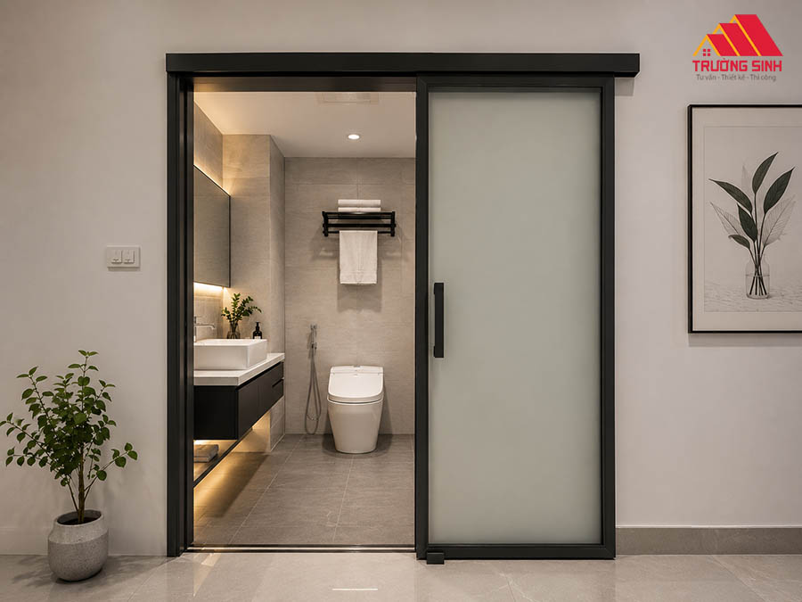 Cửa nhôm kính nhà vệ sinh trượt lùa